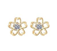 Elegant & Cute Style Golden Small Flower Shape Stud Earrings Inlaid Shiny For Ladies Fashion Temperament Accessory For Daily Wear Étau Nettoyeur Perceuse Bijoux (Gold, One Size)