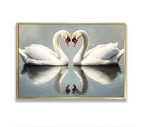 élégant cygne réflexion toile art mural romantique animaux sauvages images impressions d’œuvres d’art moderne nature affiches peinture pour chambre à coucher décor intérieure 60x92cm avec cadre doré