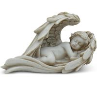 Elegant decorative angel for indoor and outdoor use,15 cm guardian angel figurine made of resin marble,angel with wings as a statue on the grave or protective pattern