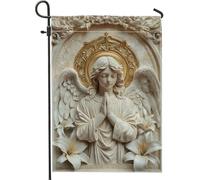 Élégant drapeau angélique de jardin, bannière de jardin en marbre blanc, décoration extérieure double face pour la maison, printemps été, pelouse, 30,5 x 45,7 cm