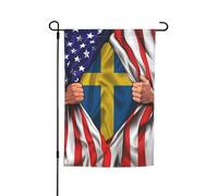 Élégant Drapeau De Camion 30X45Cm Amérique États-Unis Américains Et Suédois Suède Drapeau De Noël Haute Qualité Drapeaux De Jardin Pour Décoration, Noël, Fête