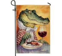 Élégant drapeau de jardin en forme d'alligator, crocodile vert vif, décoration de dîner, bannière saisonnière extérieure de cuisine, cour, affichage artistique double face, 30,5 x 45,7 cm