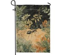 Élégant drapeau de jardin fourmi, décoration naturelle noire et verte, drapeau extérieur printemps-été, bannière double face en toile de jute, décoration de pelouse de fête de jardin, 30,5 x 45,7 cm