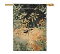 Élégant drapeau de jardin fourmi, décoration naturelle noire et verte, drapeau extérieur printemps-été, bannière double face en toile de jute, décoration de pelouse de fête de jardin, 71 x 101,6 cm