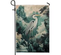Élégant drapeau de jardin héron, bannière de décoration d'intérieur grue bleu sarcelle, drapeau décoratif double face pour décoration de pelouse extérieure de printemps 30,5 x 45,7 cm