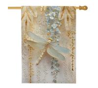 Élégant drapeau de jardin libellule, bannière florale bleue douce pour décoration d'intérieur, drapeau double face en toile de jute pour décoration extérieure de printemps, 71 x 101 cm
