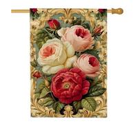 Élégant drapeau floral de jardin, bannière vintage de décoration d'intérieur, bannière double face en toile de jute pour décoration de pelouse extérieure de printemps, 71 x 101,6 cm