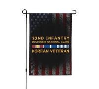 Élégant Drapeaux De Jardin 30X45Cm 32E Régiment D'Infanterie De La Garde Nationale Du Wisconsin, Vétéran Coréen Drapeau De Noël Décoratif Welcome Drapeau De Jardin Pour Extérieur, Décoration, Mai