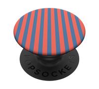 Elegant Dusty Blue & Coral Pink Stripes Vertical Lines PopSockets PopGrip Adhésif