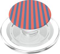 Elegant Dusty Blue & Coral Pink Stripes Vertical Lines PopSockets PopGrip pour MagSafe
