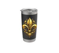 Élégant emblème héraldique royal fleur de lys Gobelet isotherme en acier inoxydable double paroi