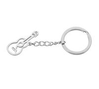 Élégant en acier inoxydable guitare porte-clés pendentif mélomane porte-clés sac décor accessoire léger mini guitare suspendu ornement cadeau pour hommes femmes