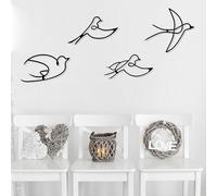 Élégant ensemble d'accessoires muraux décoratifs en métal noir (4 pièces) | 100% métal, épaisseur 1,2 mm | Design unique d'oiseau, parfait pour la décoration de la maison et les murs décoratifs