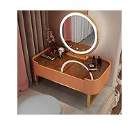 Élégant ensemble de coiffeuse de 80 cm avec miroir LED à intensité variable, tabouret rembourré et tiroirs de rangement - Station de maquillage moderne pour filles pour les amateurs de beauté