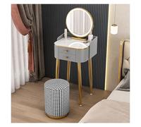 Élégant ensemble de coiffeuse moderne avec miroir, éclairage et rangement, coiffeuse moderne pour chambre à coucher ou dressing, 3 modes d'éclairage de couleur, gris, 60 x 40 x 8 cm