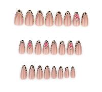 Élégant ensemble de faux ongles motif léopard court Alomond à presser avec pointe française Motifs floraux pour femmes et filles