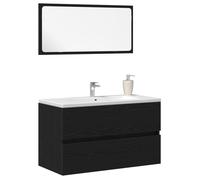 Elégant Ensemble de meubles de salle de bain - 2 pcs - Noir Chêne - bois reconstitué &4620626