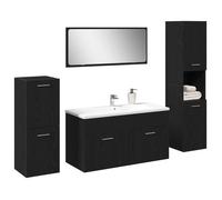 Elégant Ensemble de meubles de salle de bain - 4 pcs - chêne noir - Bois Technique &1230921