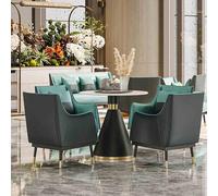 Élégant Ensemble de Table à Manger Ronde en marbre de 80 cm avec chaises rembourrées, Pieds en métal Robustes, idéal pour la Maison, Le Bureau et Le Salon, Design élégant Orange-ma