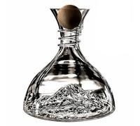 Élégant ensemble décanteur pour bar à domicile avec socle au design montagne, idéal pour l'aération du vin rouge et comme cadeau, comprend une poignée ergonomique et des verres assortis