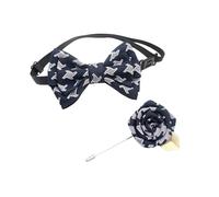 Élégant ensemble nœud papillon et boutonnière pour garçon avec motif jacquard populaire pour petits enfants cravate et corsage pour fête d'enfants, Bleu pied-de-poule, taille unique