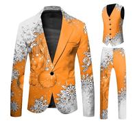 Élégant Ensemble Trois pièces pour cérémonie Festive Masculin en Tissu idéal pour Les Occasions spéciales et Les célébrations Conception soignée pour Une raffinée et Moderne (Orange, XL)