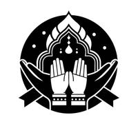 élégant et design de mains en prière dans un cadre circulaire Stickers muraux 54.6x55.9cm Décoration de carrosserie Noir