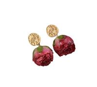 Élégant et doux Style fleur boucles d'oreilles-séché Rose préservé fleur boucles d'oreilles bijoux romantiques pour Date fête vacances | Cadeau pour elle