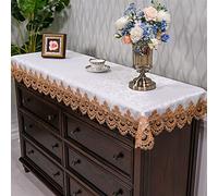 Élégant et luxueux Couleur blanche brodé dentelle chemin de table simple dentelle moderne napperon ovale table basse couverture en tissu serviette meuble Fireplace nappe chemin de table européen Cadea