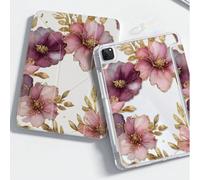 Élégant et mignon étui arrière en acrylique transparent à double face avec motif floral rose doré. Résistant aux chocs et durable, convient pour iPad 7e, 8e et 10e génération (10,2 pouces). Il comport