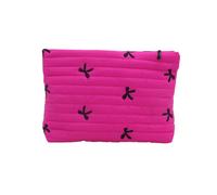 Élégant étui de rangement de maquillage avec nœud papillon Trousse de beauté fonctionnelle Sac de maquillage portable Convient pour la salle de sport et les voyages, Rouge chiné