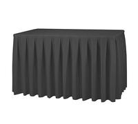 Elegant Event Essentials - Jupe de table en polyester - Pour la décoration de la maison, mariage, fête, table à manger, café, restaurant et banquet - infroissable - Facile à laver - 4,2 m - Noir
