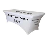 Elegant Event Essentials - Nappe rectangulaire personnalisée en élasthanne avec votre logo ou texte - Bannière de table personnalisée pour salons, événements d'affaires, mariages - 180 cm - Blanc