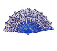 Élégant éventail pliable à la main, motif floral Éventail à main Cadeaux faits à la main pour fête de mariage dansante - Style vintage chinois/japonais Bleu Très pratique et populaire Durabilité