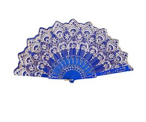 Élégant éventail pliable à la main, motif floral Éventail à main Cadeaux faits à la main pour fête de mariage dansante - Style vintage chinois/japonais Bleu Très pratique et populaire Durabilité