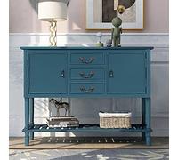 Elegant Farmhouse Buffet buffet en bois massif épais avec portes, tiroirs de rangement, étagère inférieure, table console d'appoint rustique de 114,3 cm, meuble de service pour entrée/salle à manger