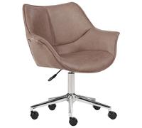 Élégant Fauteuil de Bureau Pivotant à Hauteur Réglable en Cuir PU Marron Clair
