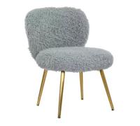 Élégant fauteuil de coiffeuse sans accoudoirs pour femme - Tabouret de maquillage élégant avec support dorsal et pieds en métal doré - Petit siège idéal pour une décoration moderne et une routine