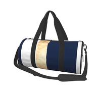 Élégant Faux Or Bleu Marine Rayures Blanches Accent, Sac de Voyage de Grande capacité, Sac à Main Rond, Sac de Voyage de Sport, fourre-Tout, Sac de Fitness