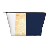 Élégant Faux Or Bleu Marine Rayures Blanches Accent, Trousse de Toilette Trousse de Maquillage Sac à cosmétiques Trousse de Toilette de Voyage Portable