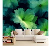 Élégant Fleurs Fantaisie Papier Peint Intissé 400 x 280 cm (L x H), Vert Clair Papier Peint Mural Photo Panoramique - pour Salon, Adulte Chambre d'enfants, Restaurant Décoration