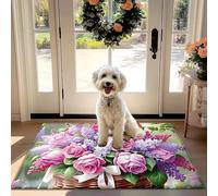 Élégant Floral paillasson avec Modèle Rose, Non-Slip Absorbant Tapis pour Porte d'entrée, Couloir, Cuisine - Pratique de la Poussière Piège
