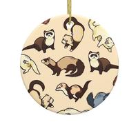 Élégant furet poilu rond en céramique - Décorations idéales pour les pendentifs de Noël de la saison des fêtes