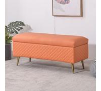 Elegant ge Banc de rangement en similicuir avec pieds en métal doré pour chambre à coucher, salon, entrée - 120 x 40 x 45 cm