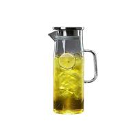 Élégant Glass Pitcher with Stainless Steel Lid Water Carafe for Hot/Cold, Iced Tea and Juice Drink Ensemble bouilloire(1.5L)