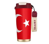 Élégant gobelet personnalisé - Gobelet à café unique, parfait pour les voyages et une utilisation quotidienne Drapeau de la Turquie Rouge