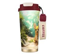 Élégant gobelet personnalisé - Gobelet à café unique, parfait pour les voyages et une utilisation quotidienne Chihuahua dans les forêts tropicales Rouge