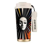 Élégant gobelet personnalisé - Gobelet à café unique, parfait pour les voyages et une utilisation quotidienne sur fond de cirque, rétro futurisme blanc