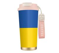 Élégant gobelet personnalisé - Gobelet à café unique, parfait pour les voyages et une utilisation quotidienne Drapeau de l'Ukraine Rose