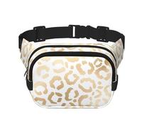 Élégant guépard léopard Blanc doré,Sac Banane carré Double Couche, Sac de Poitrine